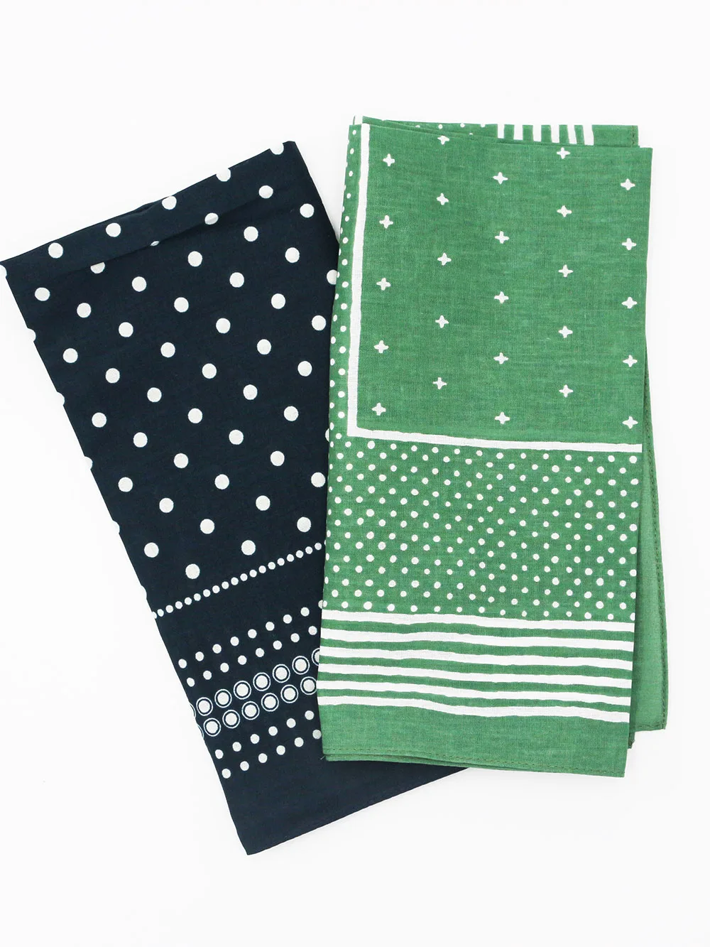 Printed Scarf Green Dark Navy Dots Bandanna Cotton Women/Girl Headband Men Pocket Square Scarf Headwear Headscarves Hair Bands
