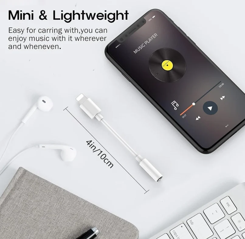 Lightning to Headphone Adapter 2 Pack MFi Certified Lightning to 3.5 mm Headphone Jack Adapter for iPhone Earphone Converter Dongle Aux Audio Cable