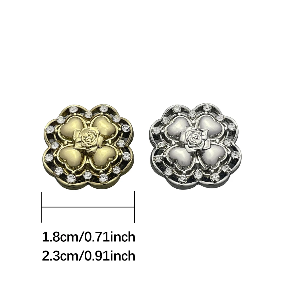 6 Bottoni Floreali Con Strass Argento A Forma Di Fiore, Da Cucire, Per Abiti, Cardigan, Borse, Fai Da Te E Decorazioni Nuziali - 2