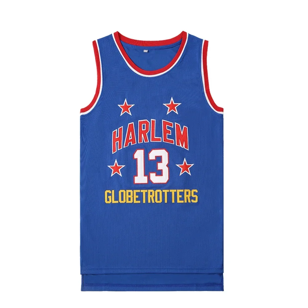 Basketball jerseys Film version HARLEM 13 CHAMBERLAIN Outdoor sports jersey Blue basketball jerseys