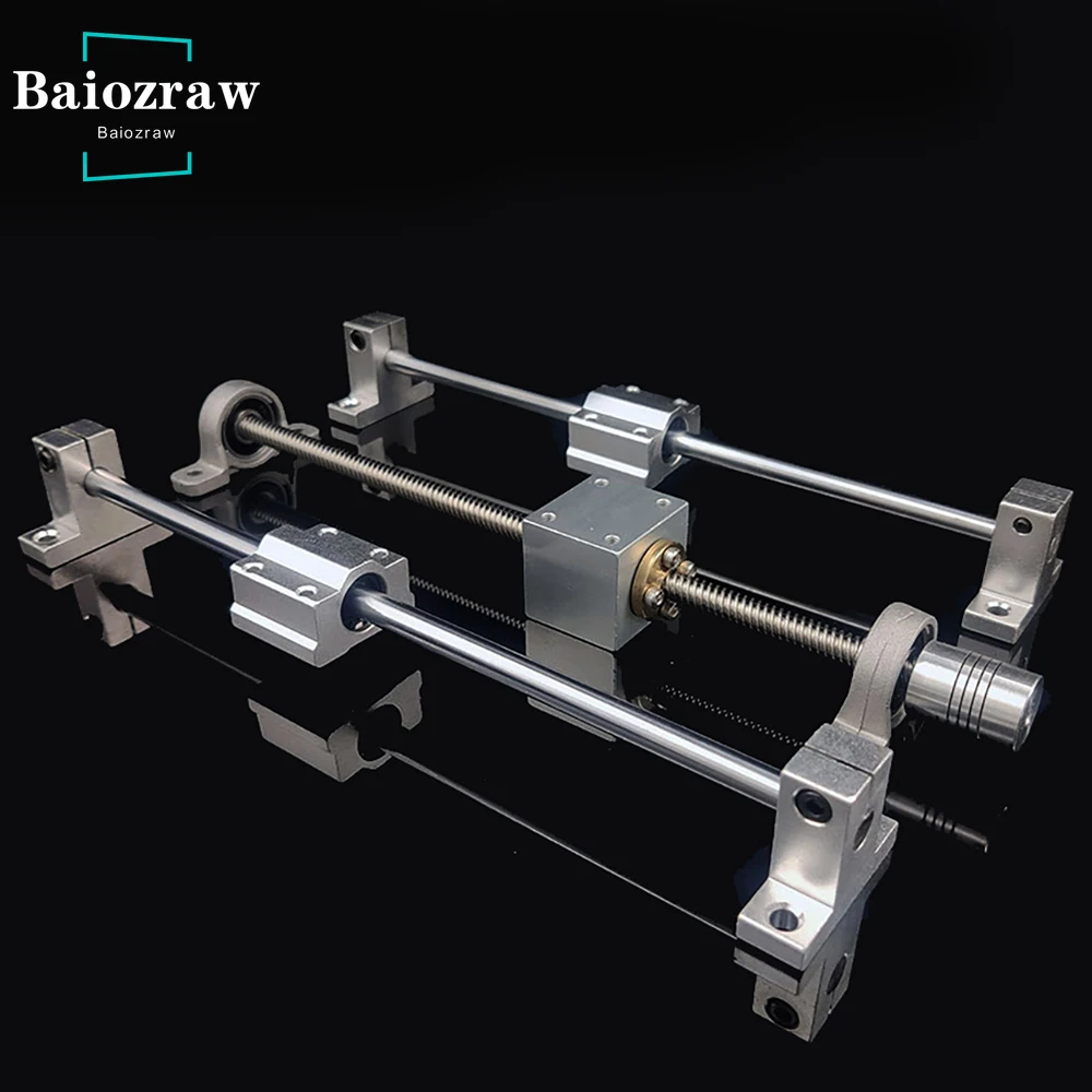 T8 สกรูตะกั่ว PITCH 2 มม.8 มม.ความยาว 200 มม.800 มม.+ แกน OD8mm + KP08/KFL08 แบริ่งวงเล็บ + วงเล็บ SK8 3D ชิ้นส่วนเครื่องพิมพ์ 1