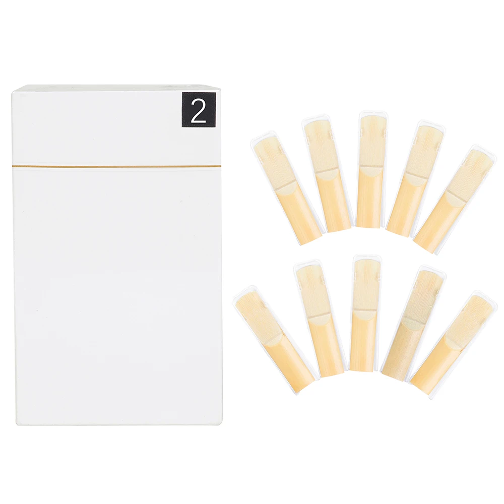 Saxophone Accessories Saxophone Reeds 10Pcs Saxophone Reeds 2/2.5/3/3.5/4 Strength Alto/Soprano Sax Reeds With Reed Clip