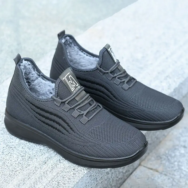 2023 Men's Fashion Winter Boots Men's Walking Ankle Boots Anti slip Shoes Men's Work Daily Shoes Plush Thickened Men's Shoes