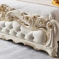 Lit de luxe nordique Vintage, maître Queen King, lit Regale moderne en bois, chambre à coucher en cuir Antique, coffre-fort, meubles tendance Queen Size 5