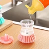 2024 New Kitchen Wash Pot Dish Brush Washing Utensils With Washing Up Liquid Soap Dispenser Household Cleaning Accessories 4