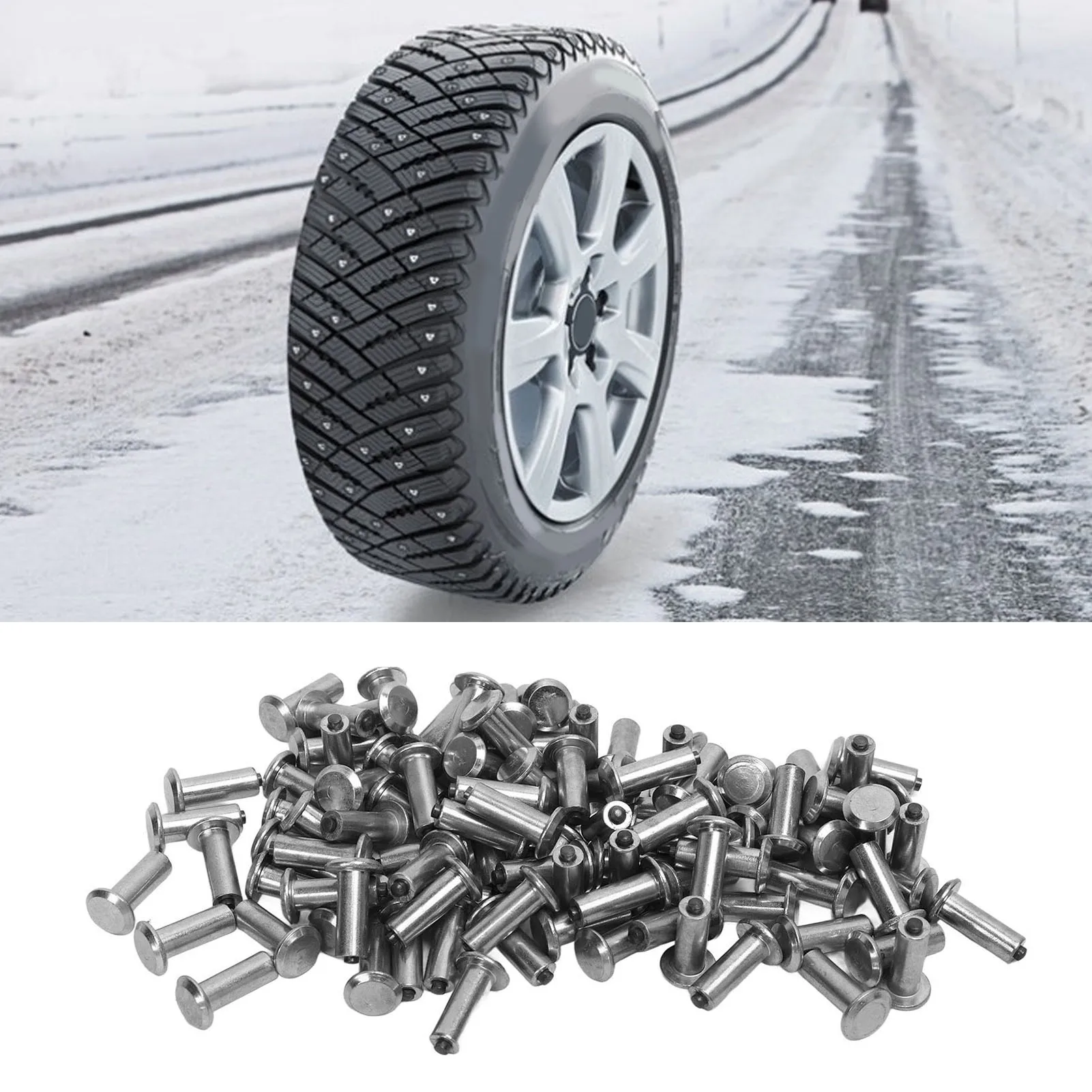 100PCS Carbide Tire Studs Anti Slip Snow Spikes Screw Studs for Forklift Auto Car Truck Off Road Vehicle