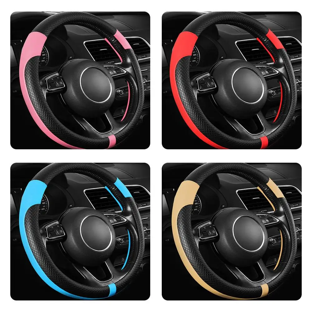 

Universal Car Silicone Steering wheel cover Elastic Multi Accessories Texture Decoration Color Auto Cover Glove Soft Covers V9N6