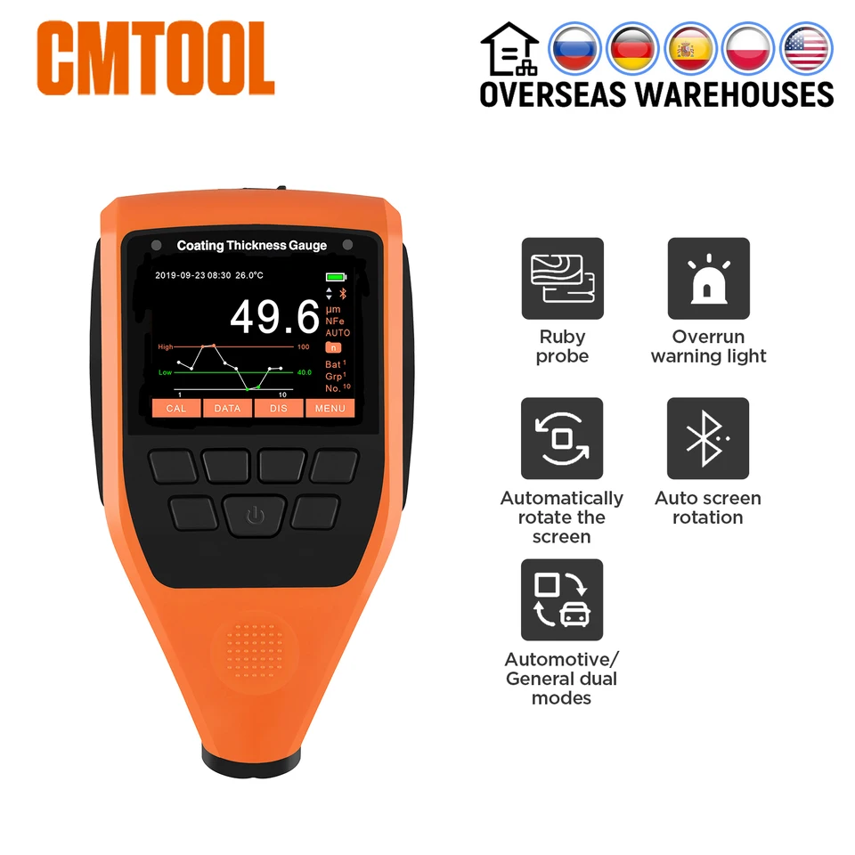 Digital Paint Thickness Gauge - 0-2000 Um Range, ±3% Accuracy, Auto-Calibration For Cars, Metal, Plastic & Ceramic Surfaces