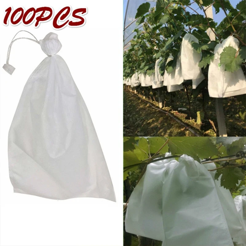 Bolsas De Protección Para Uvas Y Frutas - 50 Unidades, 30x40 Cm, Gasa Con Cordón | Reutilizables, Contra Insectos Y Pájaros