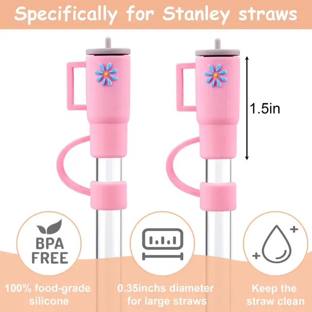 AIERSA Straw Cover Cap,4Pcs Silicone Straw Topper Compatible with Stanley  30&40 Oz Tumbler with Handle