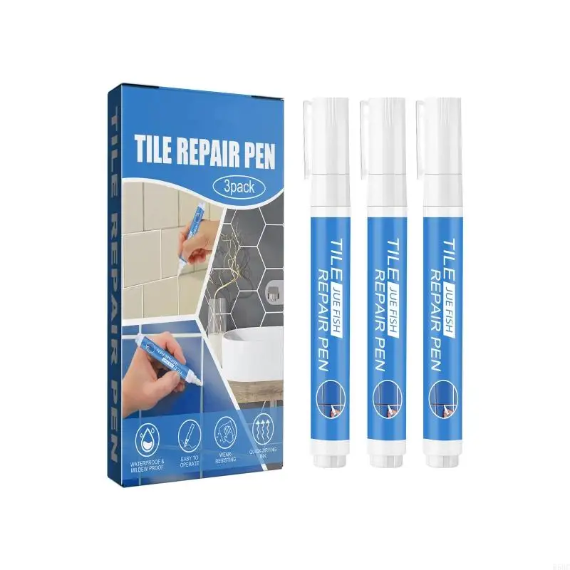 R58C 3Pcs Grout Pen White Tile Repair Marker Pen, Waterproof Tile Grout Pen