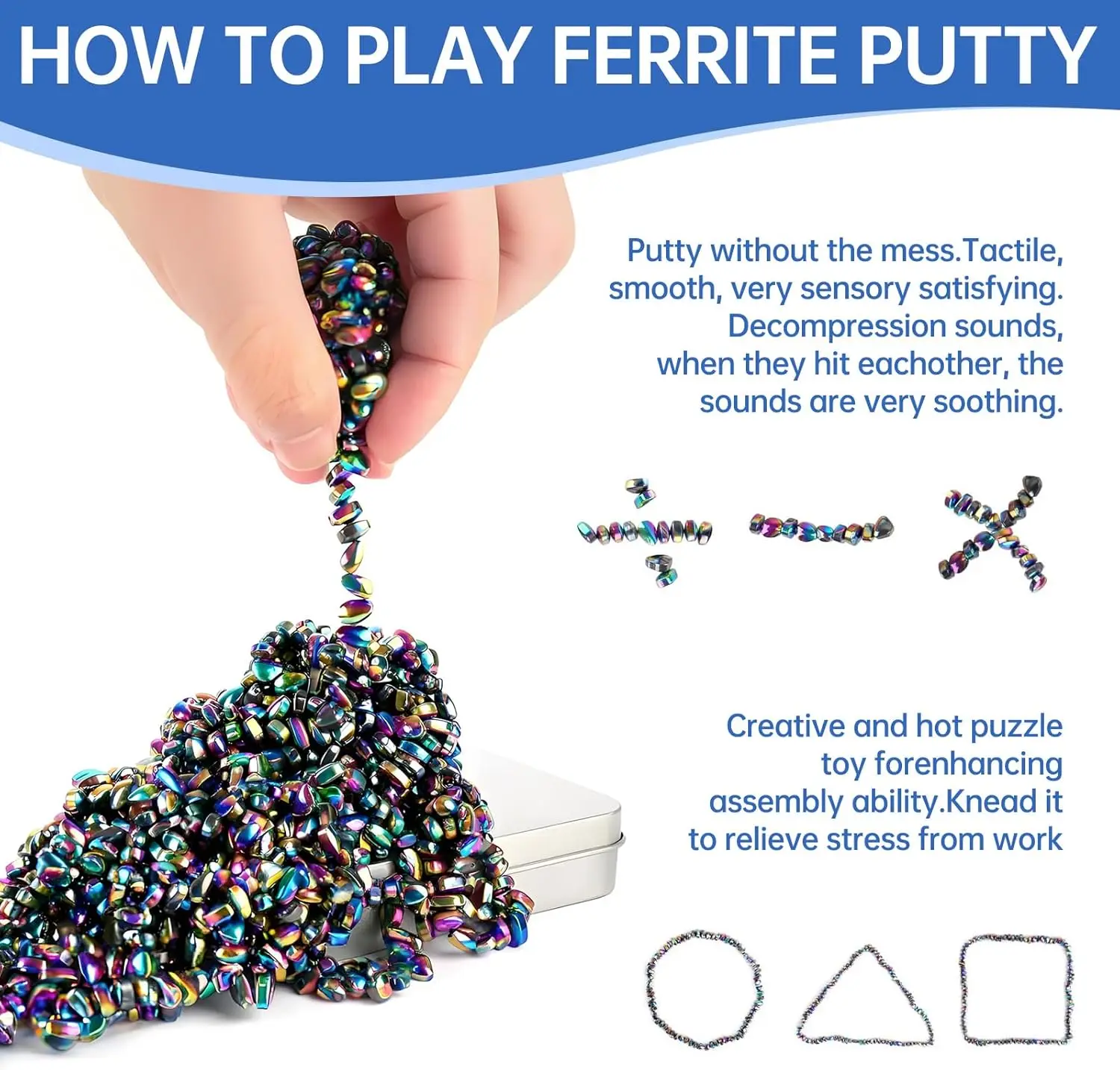 Magnetic Ferrite Putty 500 pcs More Weak Magnet Bead Fidget Rock Pebbles Anxiety Anti Stress Relief Toys for Adults ADHD Autism anti stress toys,fidget toys,mini fingertip toy