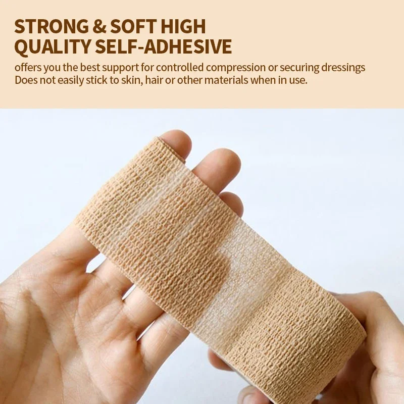 5cm*4.5m Self Adhesiv Disposable Elastic Bandages for Handle Tube Tightening Gauze Tape First Aid Tool Tattoo Accessories 3 Roll
