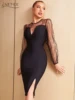 Adyce 2022 New Elegant Women Lace Bandage Dress Sexy Long Sleeve Black Midi Party Evening