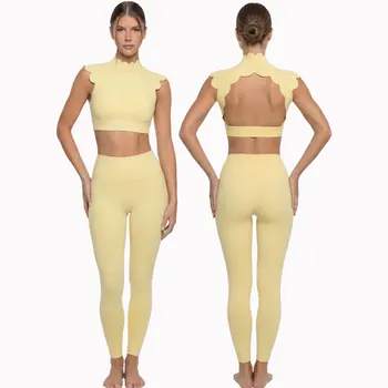 Woman Sports Sets Backless Hollow Out Tank Yoga Top Tight Women's Sports Bra Outerwear Workout Leggings Gym Clothes Woman 1