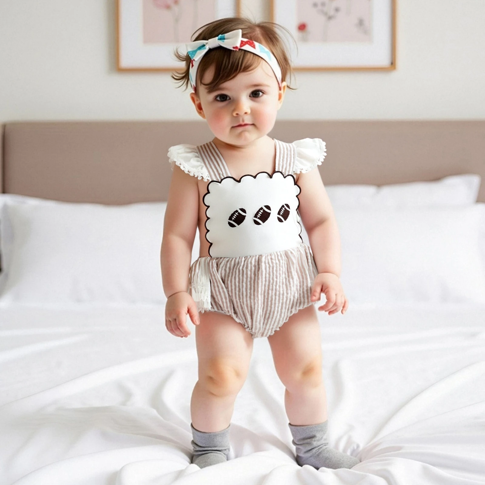Conjunto Bebê Menina Rugby Outono Inverno - Body Saia Meias Laço Cabeça