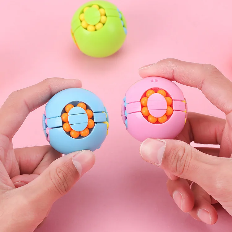 4Pcs Mini 3D Magic Cube Beans Ball Puzzle Intelligence Fidget Spinner Toys Birthday Party Favors Pinata Fillers Goody Bag