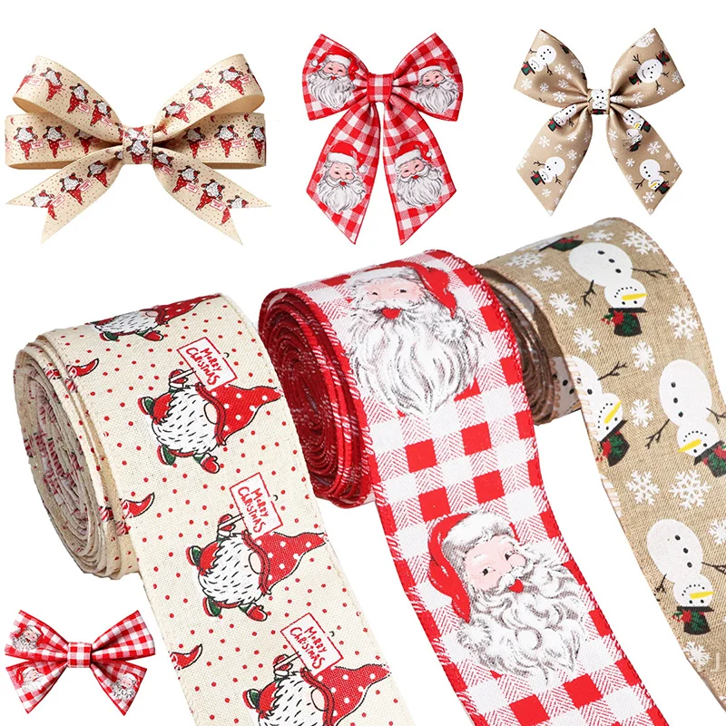 [YU]1pc New Christmas Imitation Linen Ribbon Decorations Christmas Tree ...