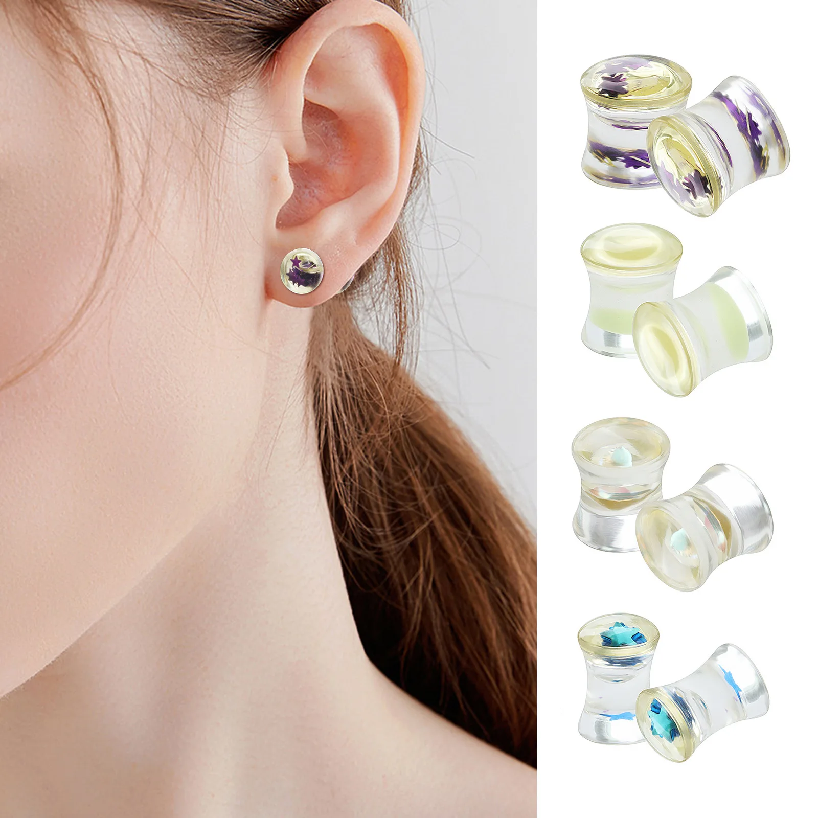 2 шт., прозрачные акриловые туннели для пирсинга