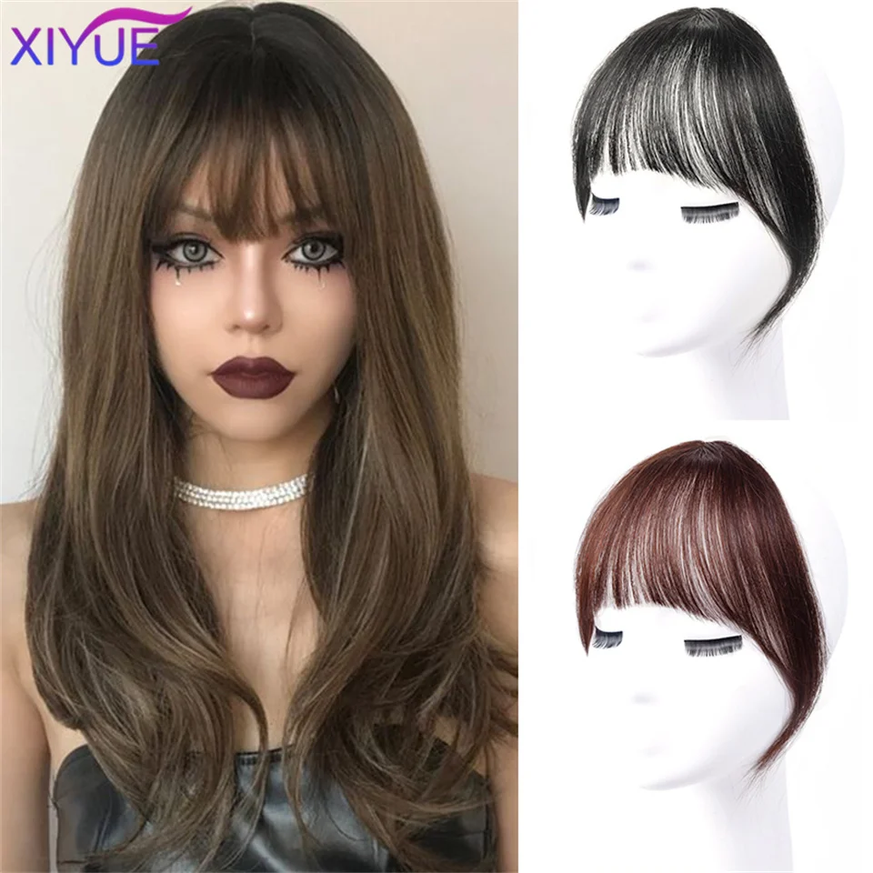 XIYUE Synthetic Air Bangs Heat Resistant Hairpieces Hair Women Natural Short Black Brown Bangs Hair Clips For Extensions synthetic bangs synthetic hair extension