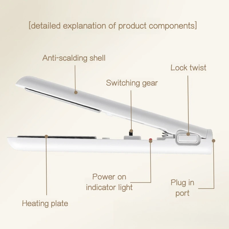 Portable Hair Straightener Portable Rechargeable Mini Curling Iron for Safe Styling on Usb Dual-use Hair Curler Straightener