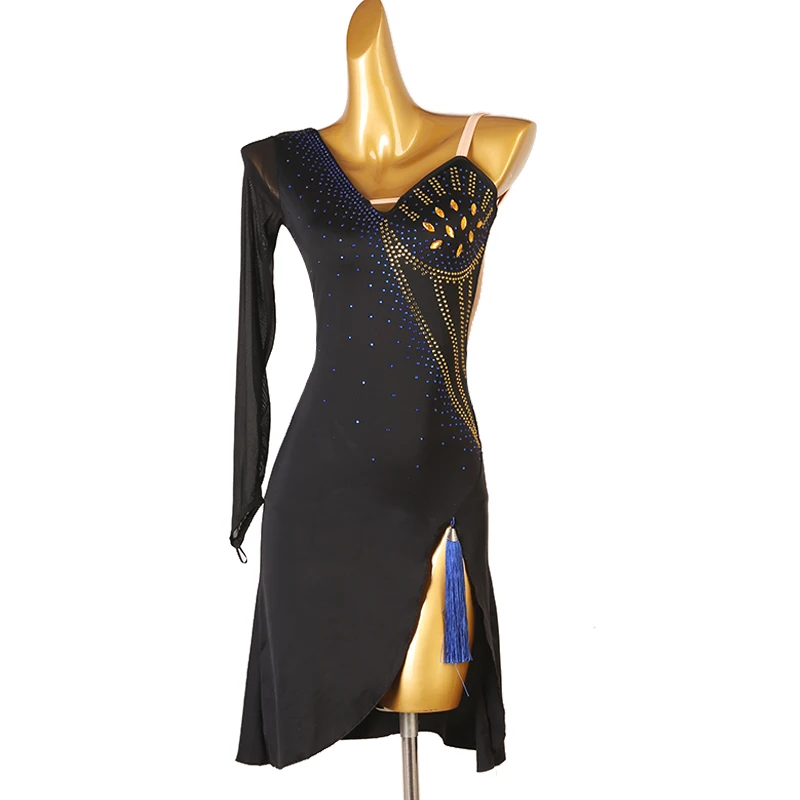 

National Standard Latin Dance Flower Performance Competition Dress Professional With Chest Pad Rumba Chacha