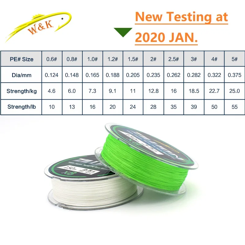 Standard DIA PE Lines at 150m 200m 300m Fishing Line Double Color