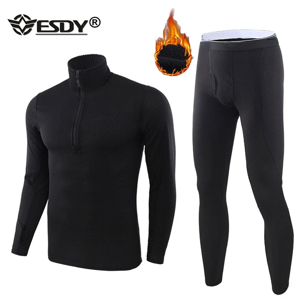 Winter Men Thermal Underwear Sets Compression Fleece Sweat Quick Drying Thermo Clothing