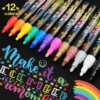 12PCS/Set Liquid Chalk Marker Pens Erasable LED Writing Board Glass Window Art 12 Colours Marker Pens 3