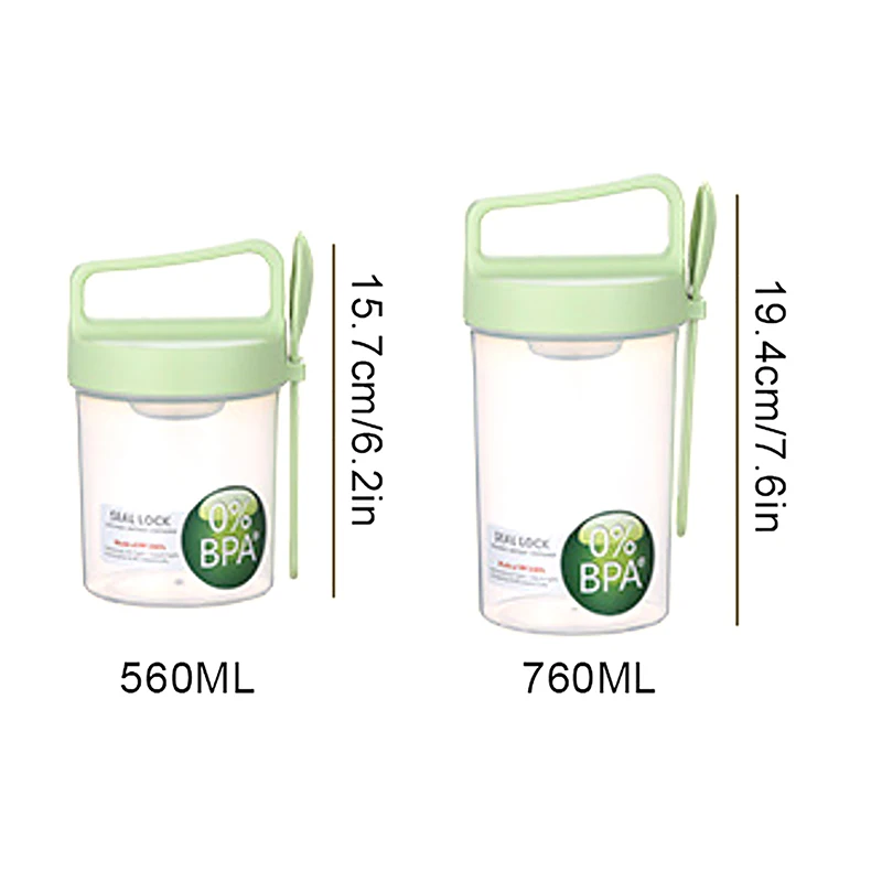 Breakfast Fruit Oat Yogurt Salad Cup With Lid And Spoon Food Seal Storage Bento Box Fitness Fat-Reduced Taper Bowl