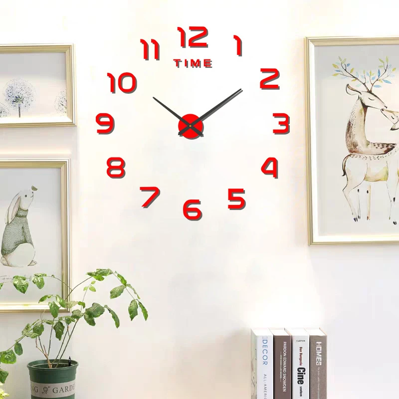Modern Design Large Wall Clock 3D DIY Quartz Clocks Fashion Watches Acrylic Mirror Stickers Living Room Home Decor Horloge