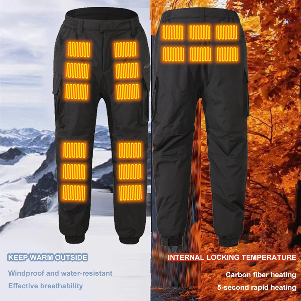 USB Heated Thermal Pants for Men Women Elastic Waist Waterproof Pants 18 Zone Heated Trousers for Skiing Fishing Motorcycle 2