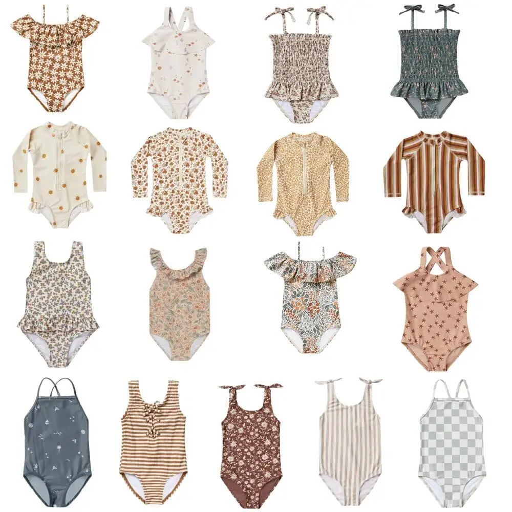 Toddler Girls Swimming Suits Summer RC Brand Baby Hawaii Clothes Kids Flower Swimwear Children Swimsuits Cute Bikini Girls clothing set