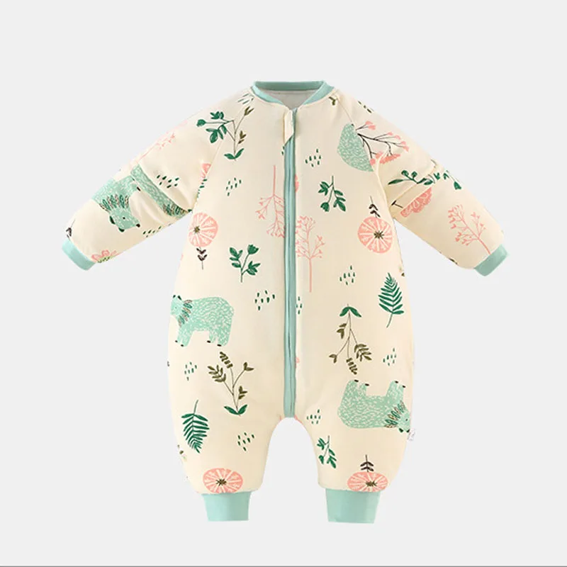 1 Piece Cotton Baby Sleeping Bag Detachable Sleeves Romper Warm Kids