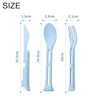 3-in-1 Portable Tableware Set Wheat Straw Dinnerware Detachable Cutlery Picnic Dinnerware Camping Cutlery Set Outdoor Camping 6