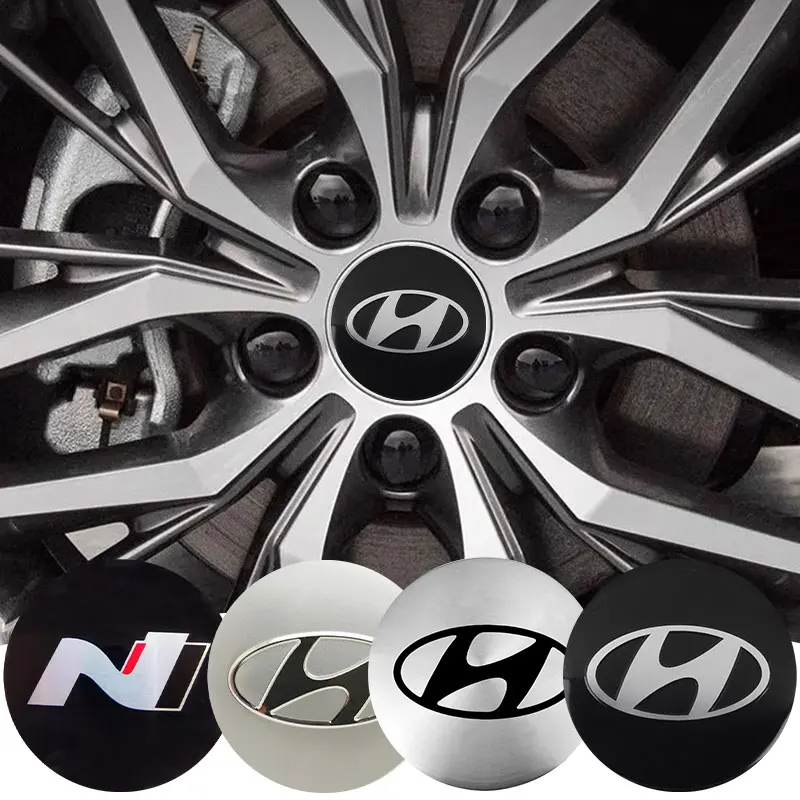 4Pcs56mmAluminumEmblemCarWheelCenterHubCapsStickerForHyundai