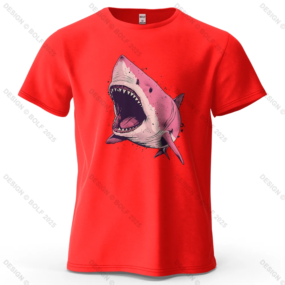 Pink Shark Cartoon Graphic Oversized 100% Cotton T-Shirt - Unisex Streetwear Tee