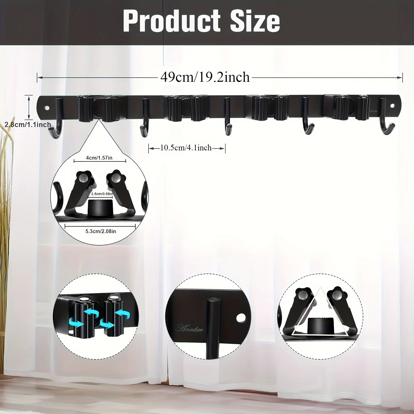 Mop And Broom Holder Wall Mount 4 Racks And 5 Hooks Broom Organizer Tool Storage Racks Stainless Steel Heavy Duty Hooks 1pc storage rack mop holder