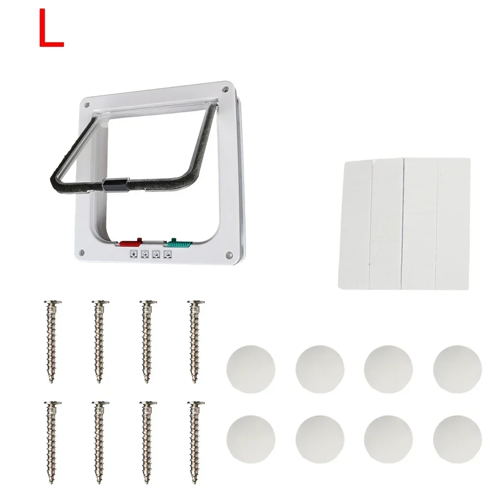 Pet Door Cat Door 4 Way Lock Security Flap Door for Dog Cat Kitten Puppy Safety Gate ABS Plastic