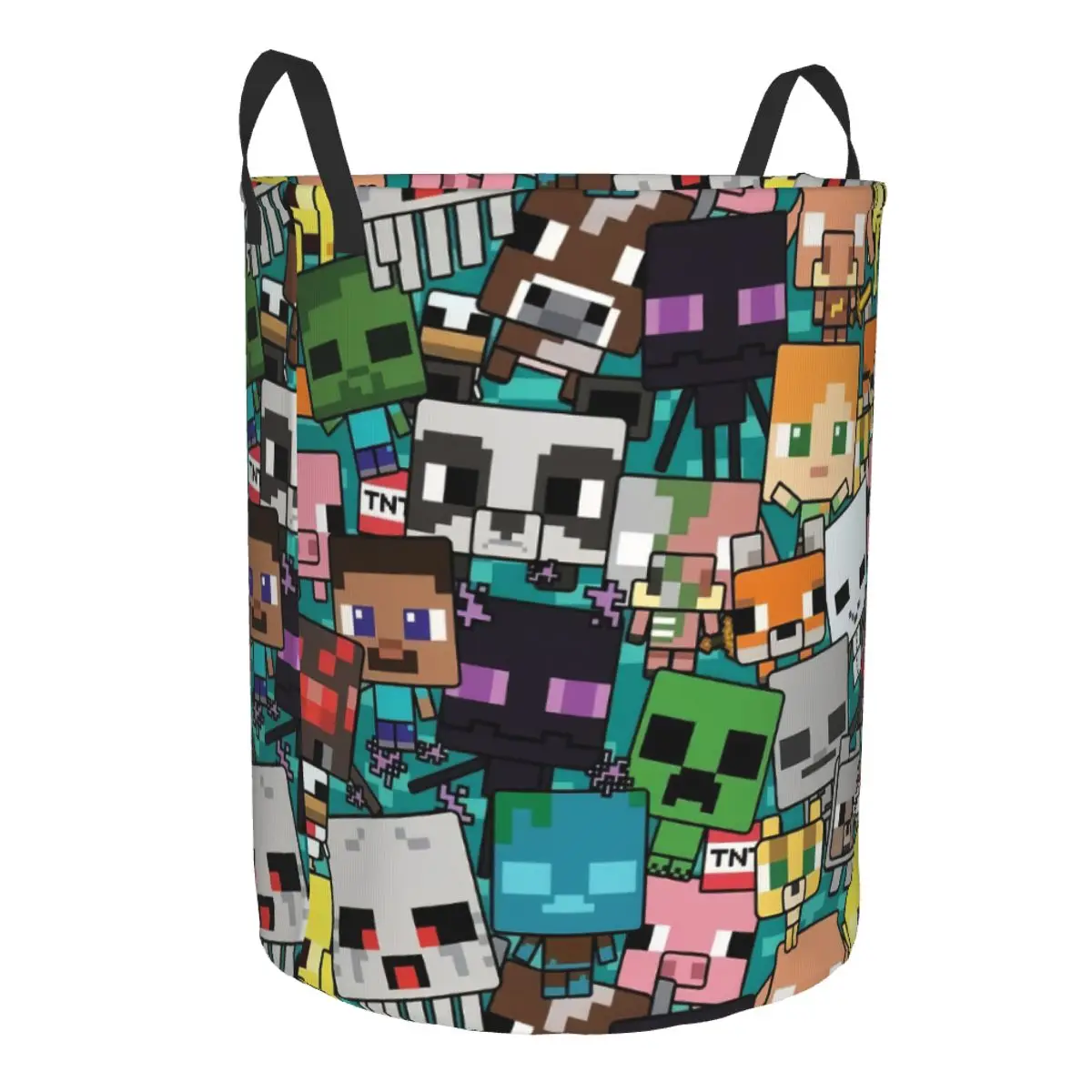 Custom Anime Game Mine C-Crafts Cartoon Laundry Basket Collapsible Baby Hamper for Nursery Toys Organizer Storage Bins 2