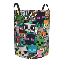 Custom Anime Game Mine C-Crafts Cartoon Laundry Basket Collapsible Baby Hamper for Nursery Toys Organizer Storage Bins 2