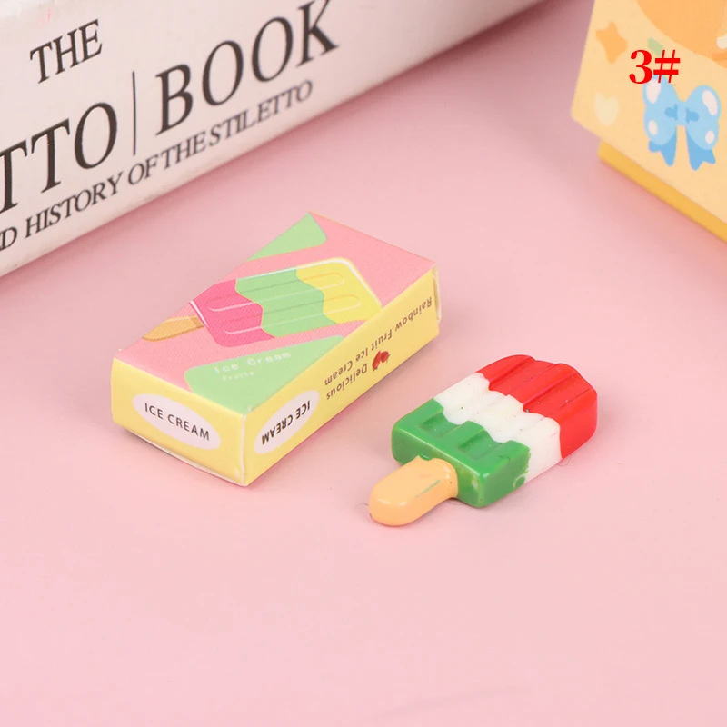 1-5pcs 1:12 Dollhouse Miniature Chocolate Ice Cream Popsicle Mini Ice Pop Food Modle for Pretend Play Kitchen Decor Toys