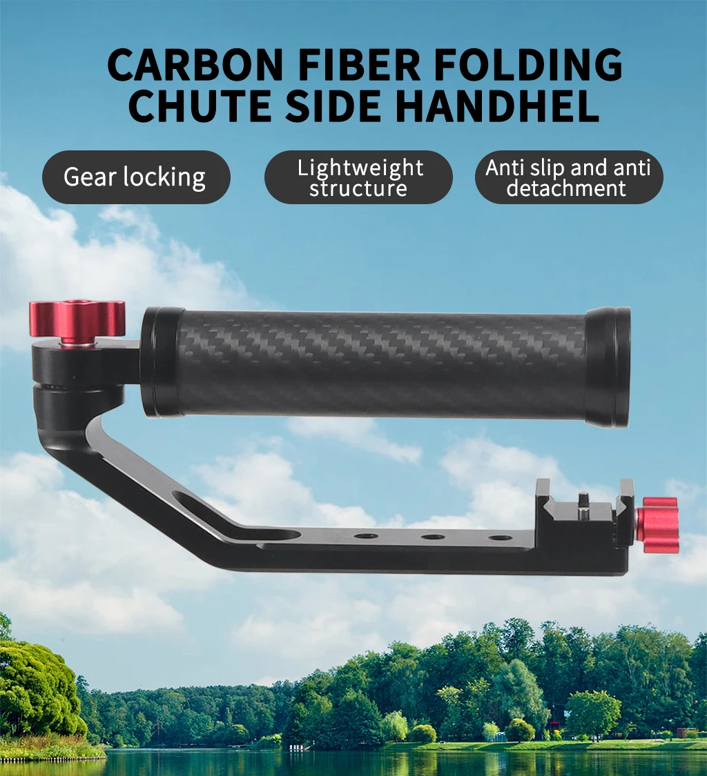 Carbon Fiber Gimbals Seite Griff Sling Grip Rutsche Clamp Gear Lock Halterung für DJI Ronin RS4 RS3 RS2 Pro Mini Stabilisator L Halterung – Detail 3