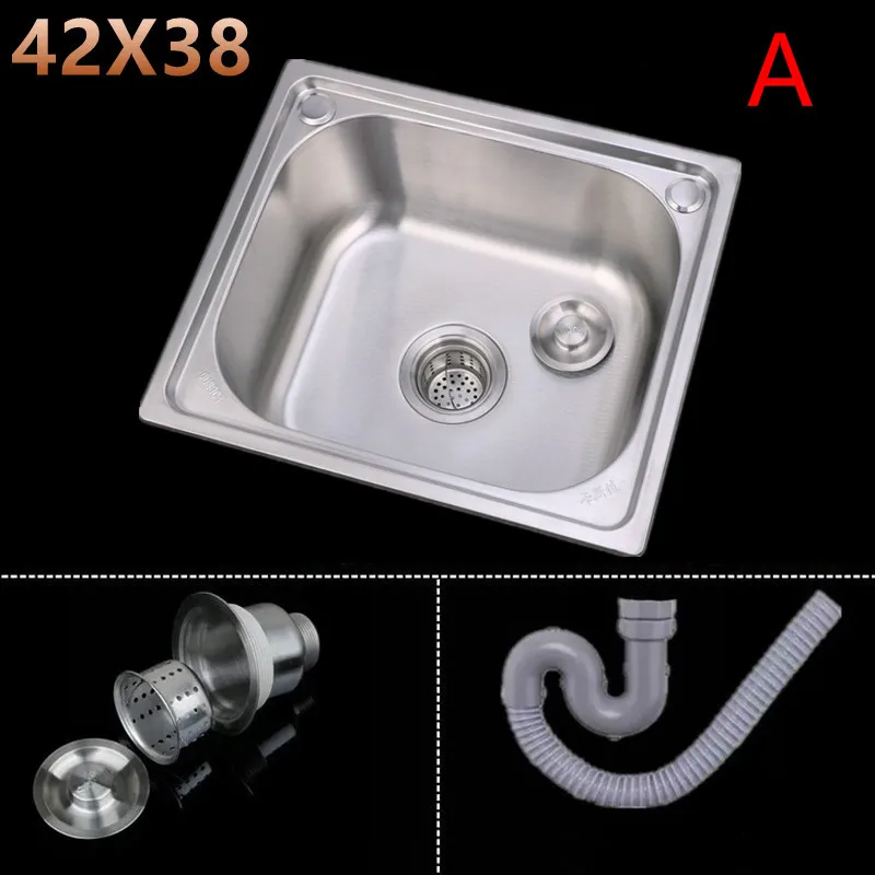 1.1MM Thickened Sinks 304 Stainless Steel Kitchen Sink Large Single Slot Set Vegetable Washing Basin Drain Pipe Above Counter