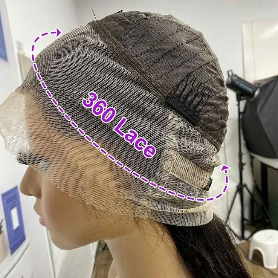 Ponytail Pure Full Lace Wigs Brazilian Bone Straight 360 Full Lace Front Wigs Human Hair For Women 30 32 Inch Frontal Hair human hair wig