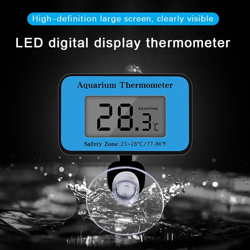 Digital Aquarium Thermometer - LCD Display Fish Tank Thermometer, Water Terrarium Temperature Thermometer with Suction Cup, for Fish and Turtle