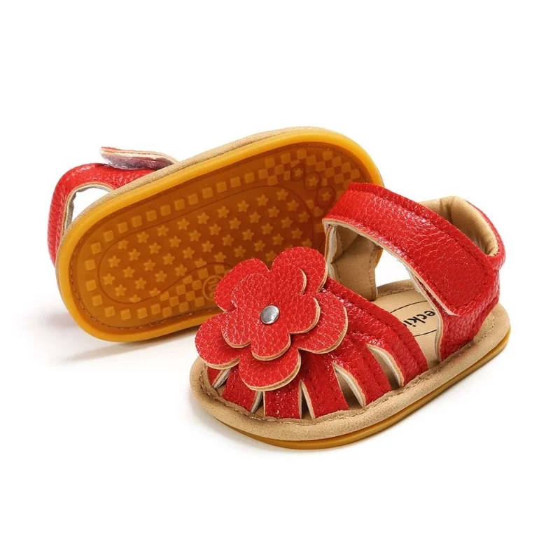 New Infant Baby Shoes Baby Boy Girl Shoes Toddler Flats Summer Sandal Flower Soft Rubber Sole Anti-Slip Crib First Walker