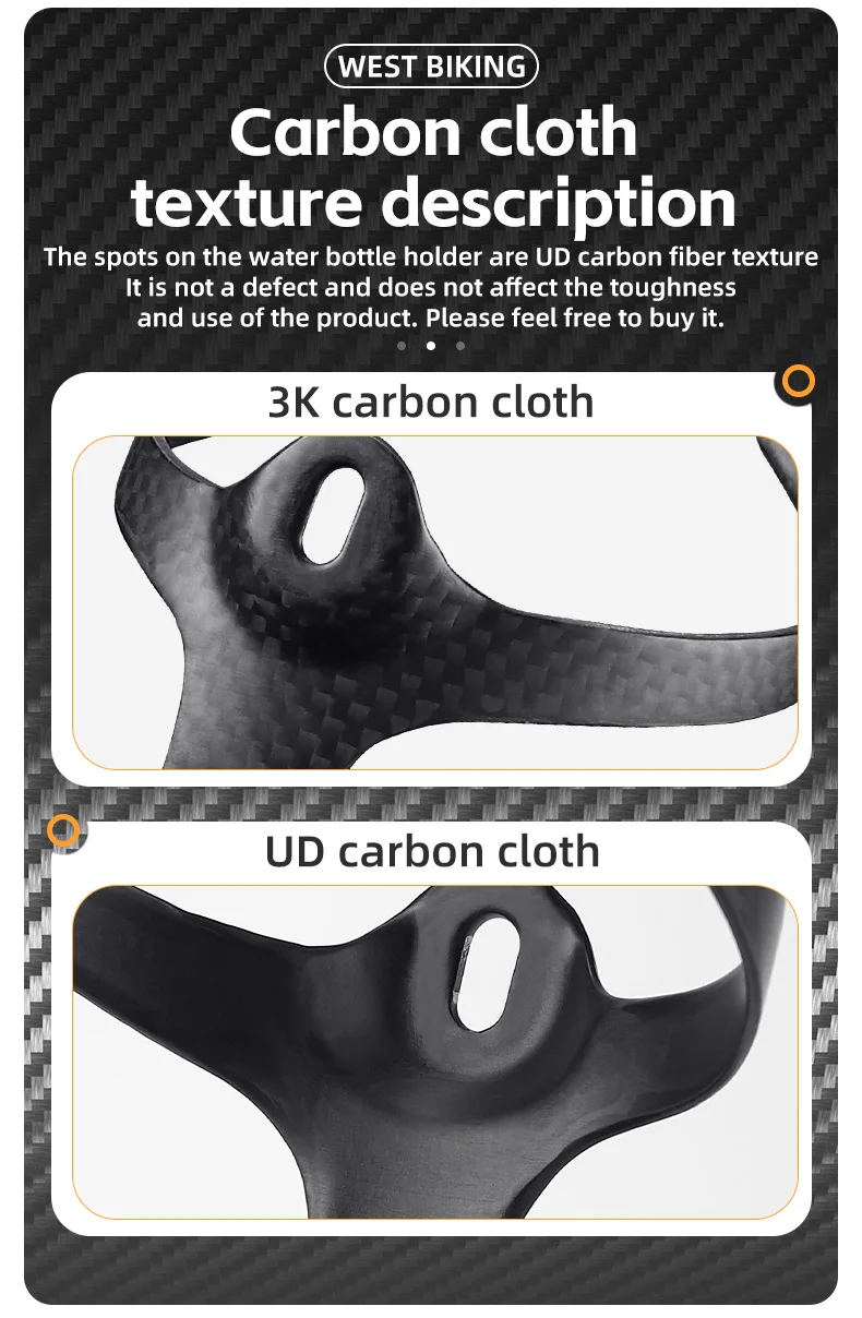 Description Picture 5 of itemWEST BIKING Carbon Fiber Bicycle Water Bottle Holder Lightweight Integrated 3K/UD Carbon Bike Cycling Bottle Cage Cups Holder