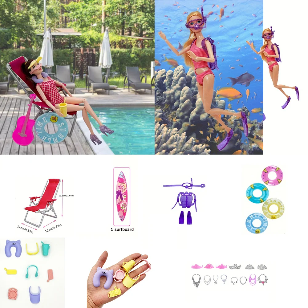 Charming Dollhouse Beach & Study Accessory Set