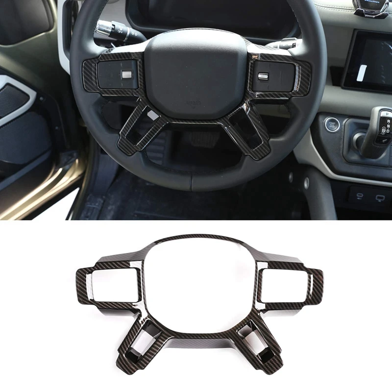 

For Land Rover Defender 90 110 2020-2023 Steering Wheel Decoration Cover Trim Interior Accessories Component (ABS Carbon Fiber)